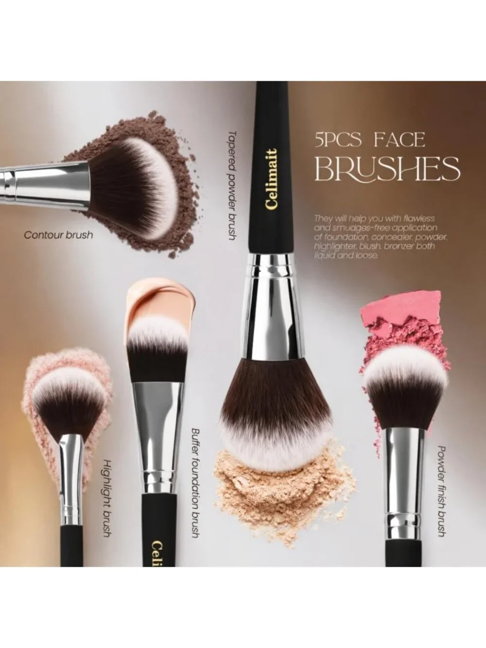 12-Piece Makeup Brush Set with Stylish Case | Soft Synthetic Bristles for